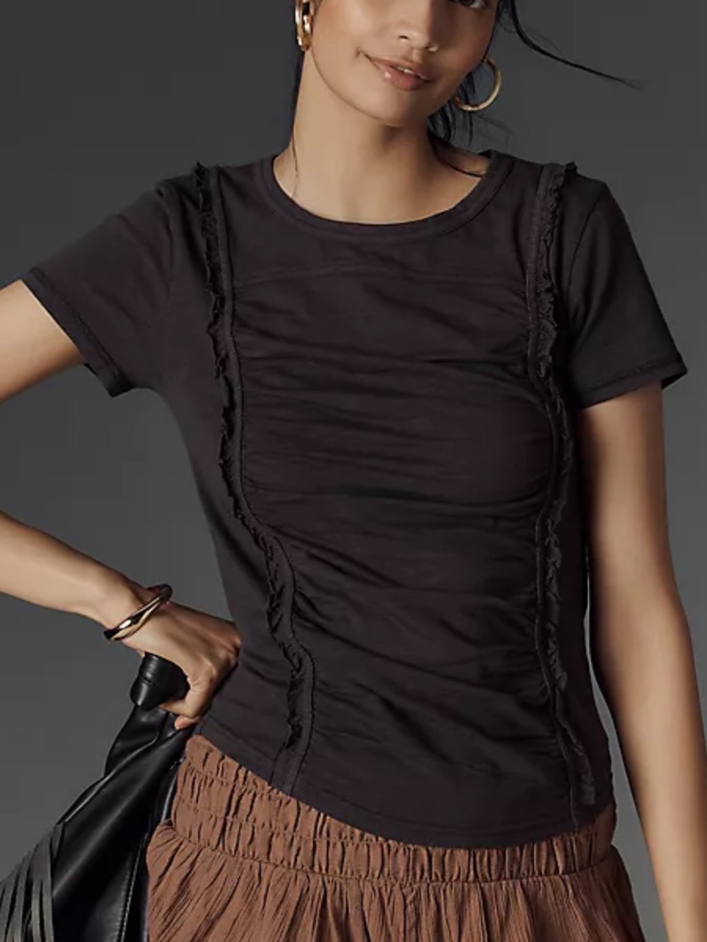 100% Cotton Pilcro Smocked-Front Tee